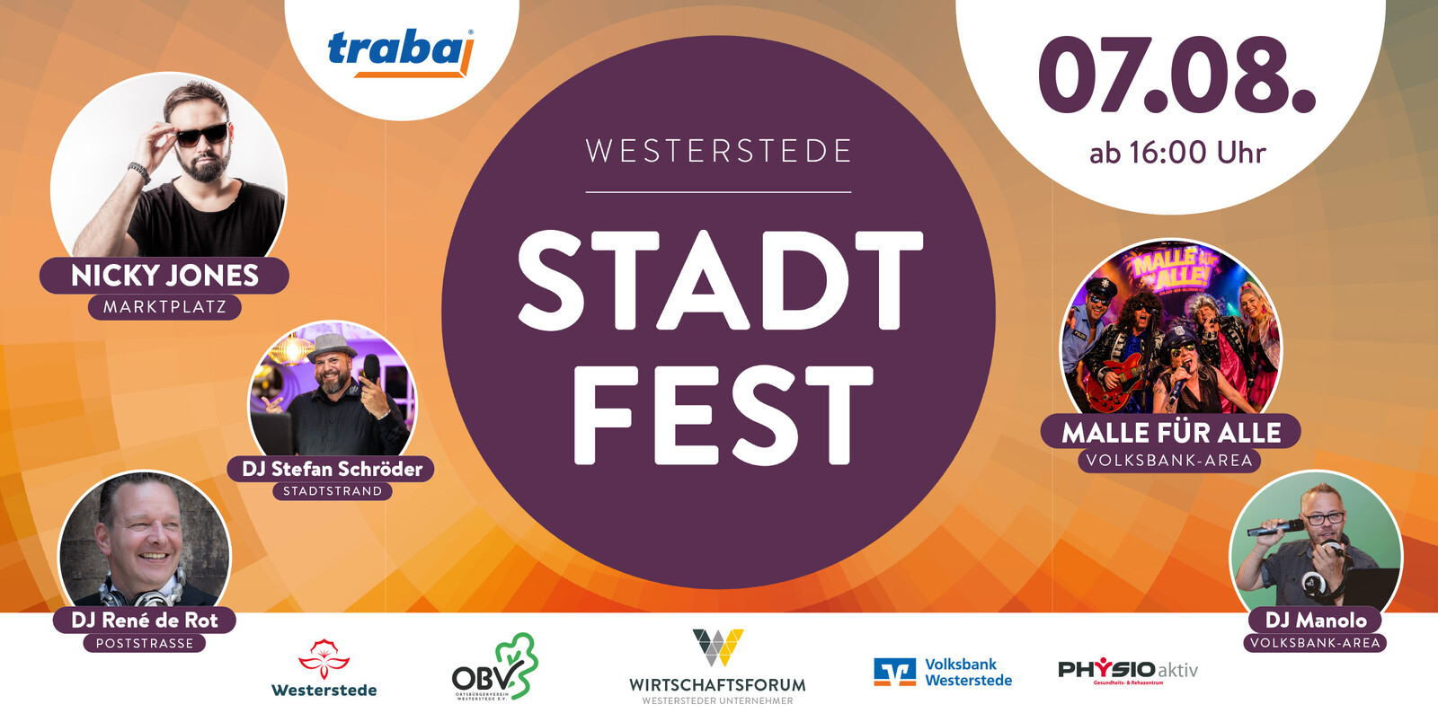 Plakat Stadtfest Westerstede 2026 mit Sponsoren und Künstlern